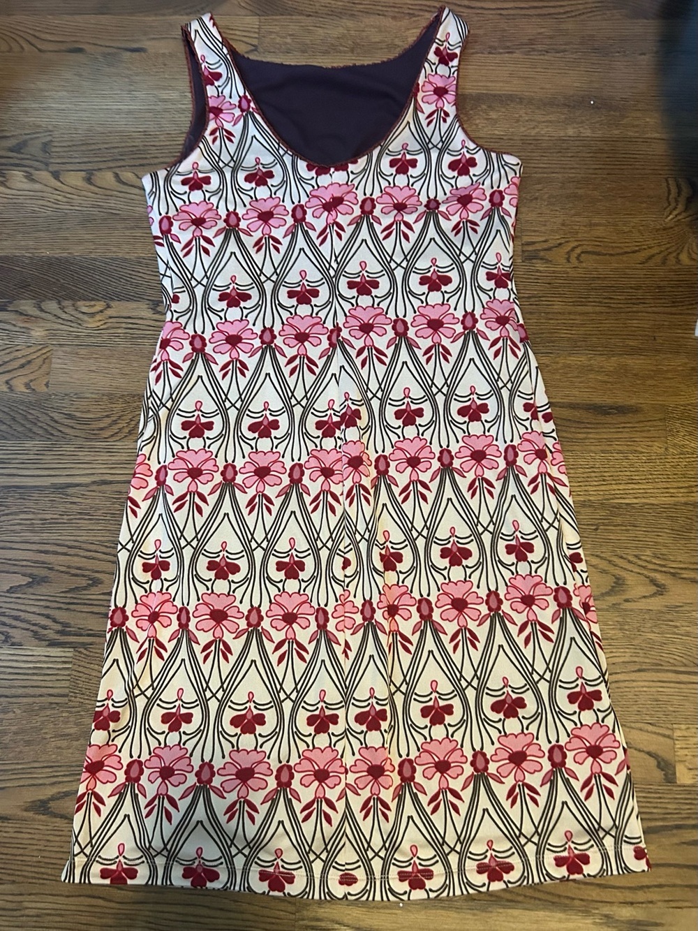 Sleeveless Pink Floral Midi Dress with Cream Base reversible - Picture 8 of 14